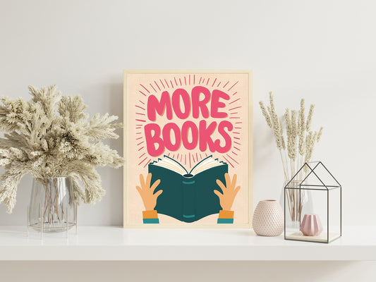 Book Wall Art Print, HandDrawn Reading Illustration, Fun Doodle Poster for Literature Lovers, Perfect Gift for Readers, Cute Wall Decor.