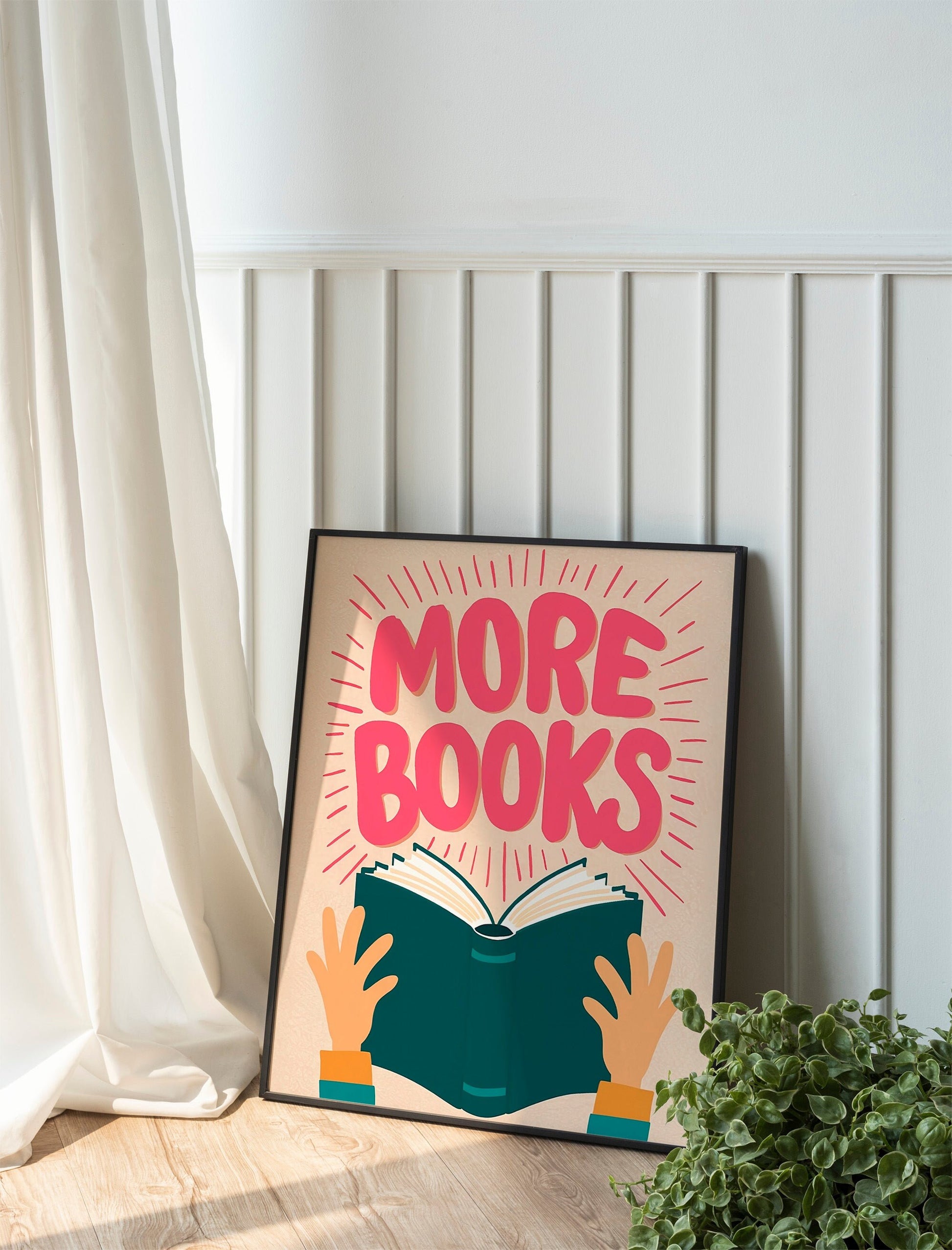 Book Wall Art Print, HandDrawn Reading Illustration, Fun Doodle Poster for Literature Lovers, Perfect Gift for Readers, Cute Wall Decor.