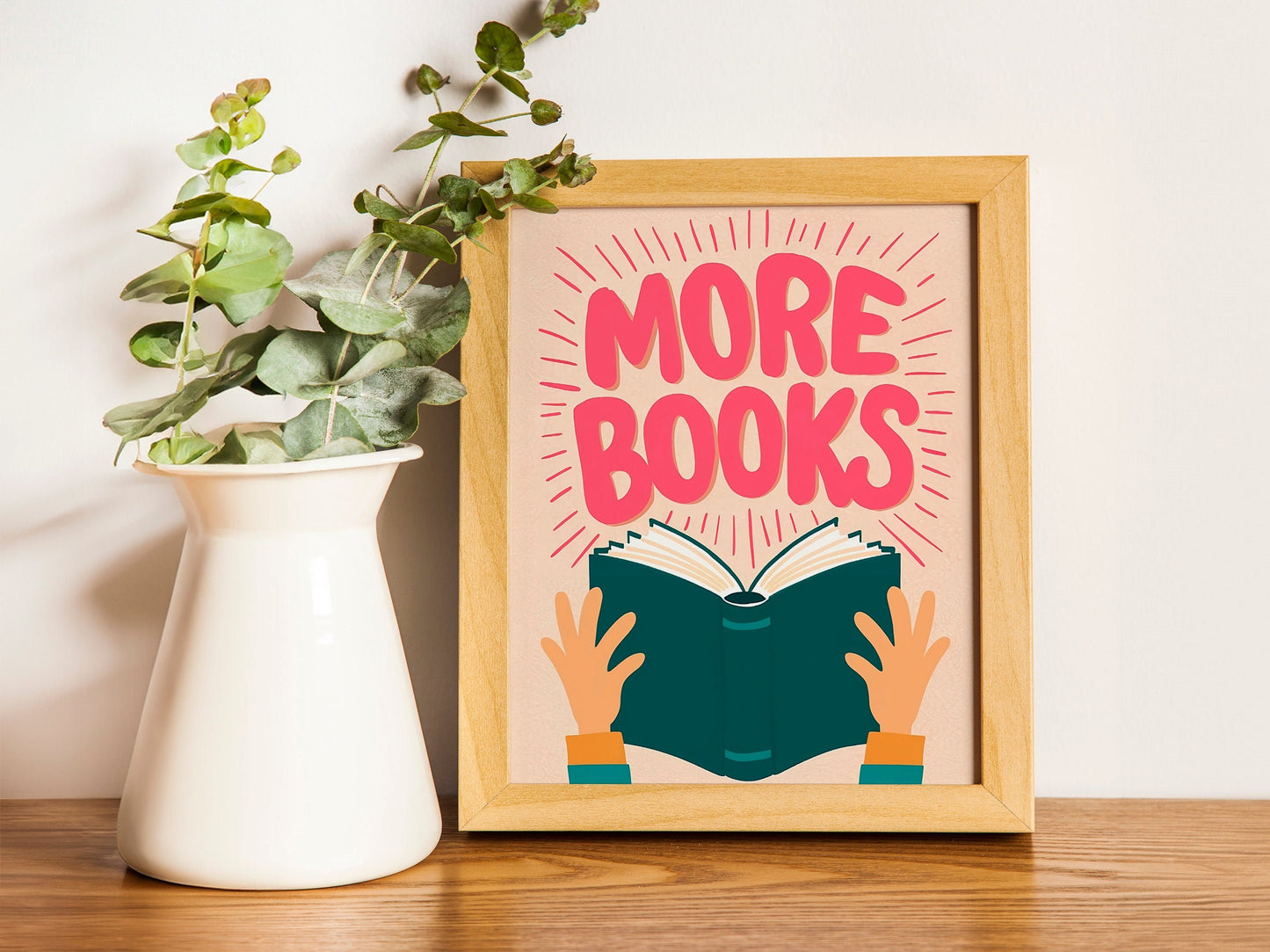 Book Wall Art Print, HandDrawn Reading Illustration, Fun Doodle Poster for Literature Lovers, Perfect Gift for Readers, Cute Wall Decor.