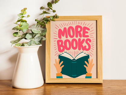 Book Wall Art Print, HandDrawn Reading Illustration, Fun Doodle Poster for Literature Lovers, Perfect Gift for Readers, Cute Wall Decor.