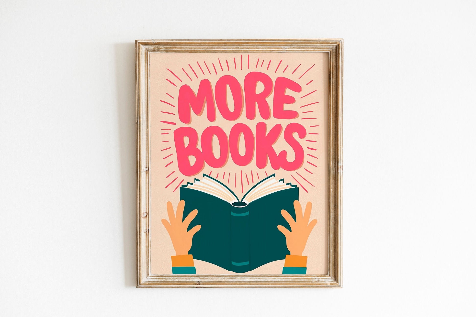 Book Wall Art Print, HandDrawn Reading Illustration, Fun Doodle Poster for Literature Lovers, Perfect Gift for Readers, Cute Wall Decor.