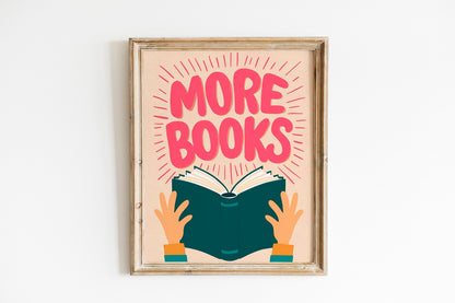 Book Wall Art Print, HandDrawn Reading Illustration, Fun Doodle Poster for Literature Lovers, Perfect Gift for Readers, Cute Wall Decor.