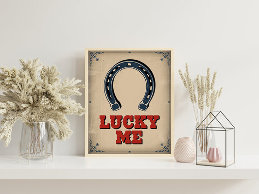 Western Horseshoe Poster Set, Blue Wild West Wall Art for Cowboy Lovers, Vintage Home Decor with Retro Cowboy Prints, High-Quality Art Set