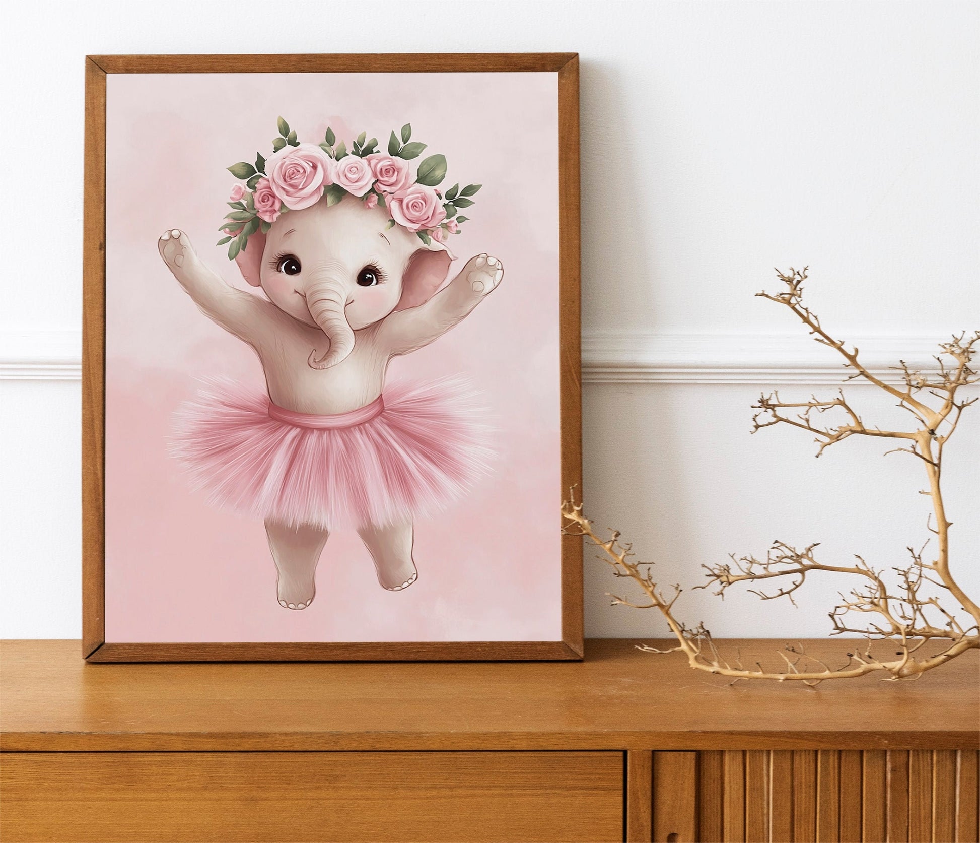 Ballerina Animal Nursery Print set of three, Adorable Baby Room Decor with Elephant, Bunny, and Bear Ballet Art, Perfect Wall Decor for