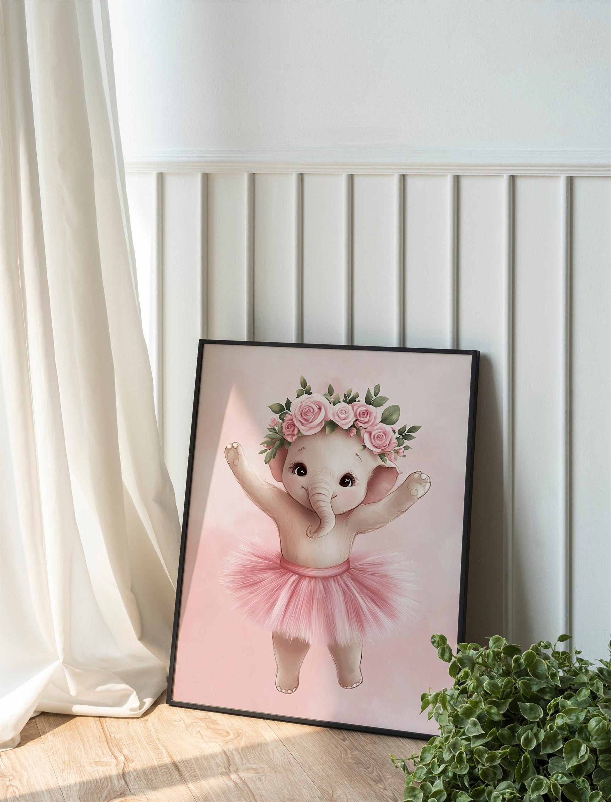 Ballerina Animal Nursery Print set of three, Adorable Baby Room Decor with Elephant, Bunny, and Bear Ballet Art, Perfect Wall Decor for