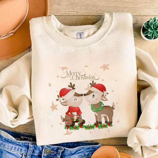 Merry Christmas Reindeer Shirt - Merry Christmas Shirt - Trendy Christmas Shirt - Cute Xmas Sweater