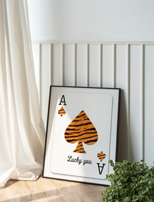 Ace Of Spades Print, Retro Playing Card Wall Art, Inspiring Quote Poster, Beige Ace Card Wall Decor, Trendy Aesthetic Preppy Room Decor