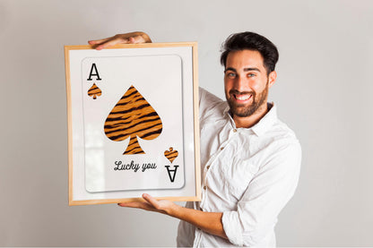 Ace Of Spades Print, Retro Playing Card Wall Art, Inspiring Quote Poster, Beige Ace Card Wall Decor, Trendy Aesthetic Preppy Room Decor