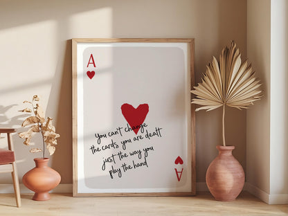 Ace of Hearts Retro Playing Card Wall Art, Preppy Y2KInspired Pink Room Decor, Perfect for Girly Trendy and Aesthetic Spaces