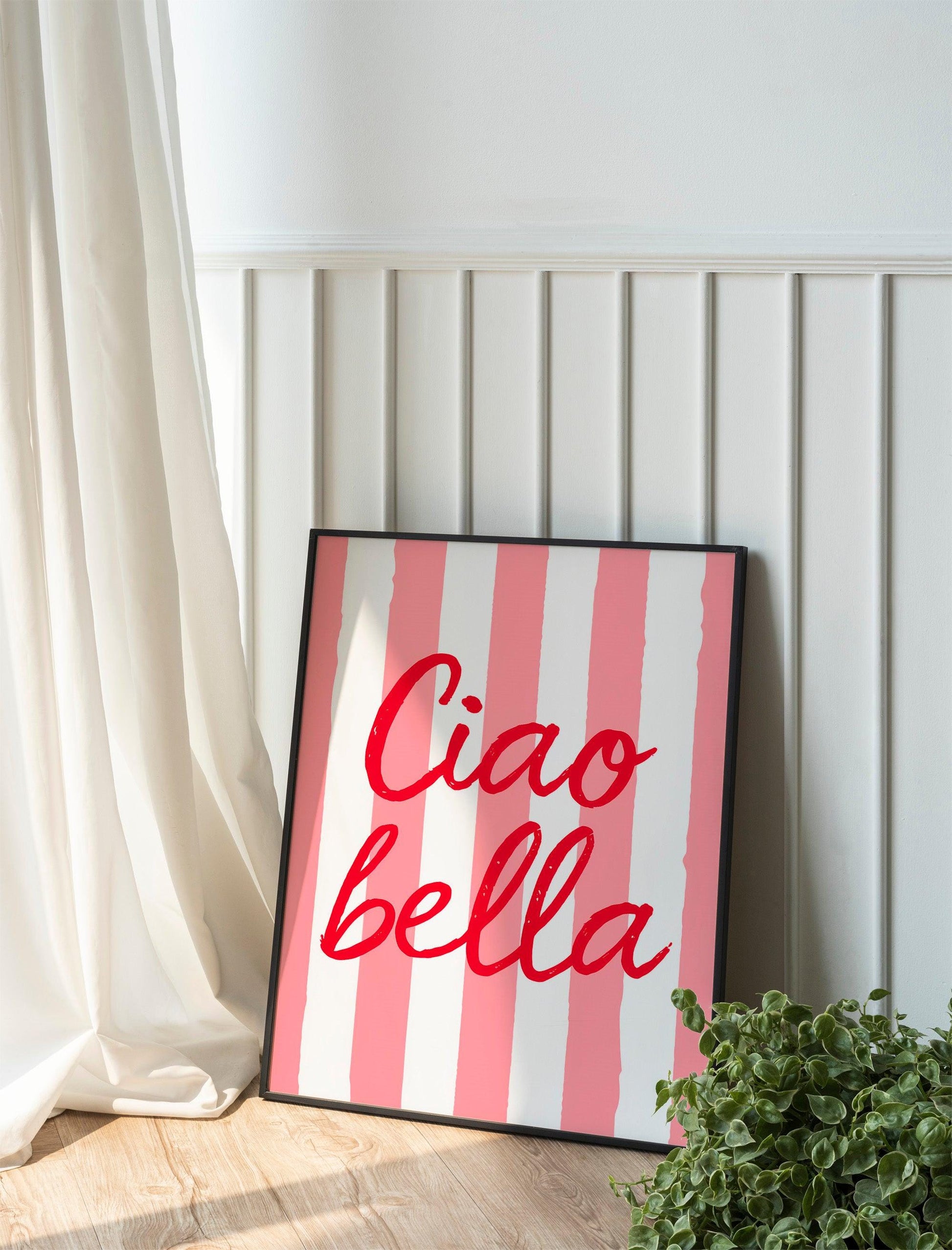 Ciao Bella Print, Trendy Italian Quote Typography Wall Art, Pink Retro Poster, Cute Digital Download, Perfect for Girly Room Decor and