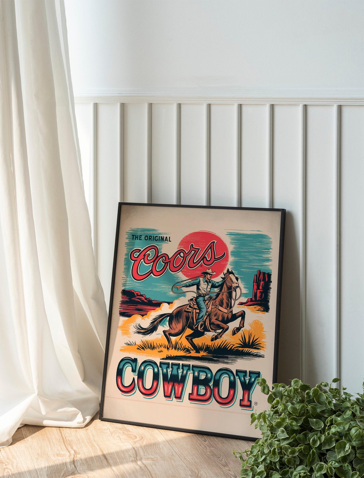 Coors Cowboy Giclée Fine Art Print, Vintage Western Wall Art, Wild West Cowboy Illustration, Retro Art Print for Rustic and Trendy Homes,