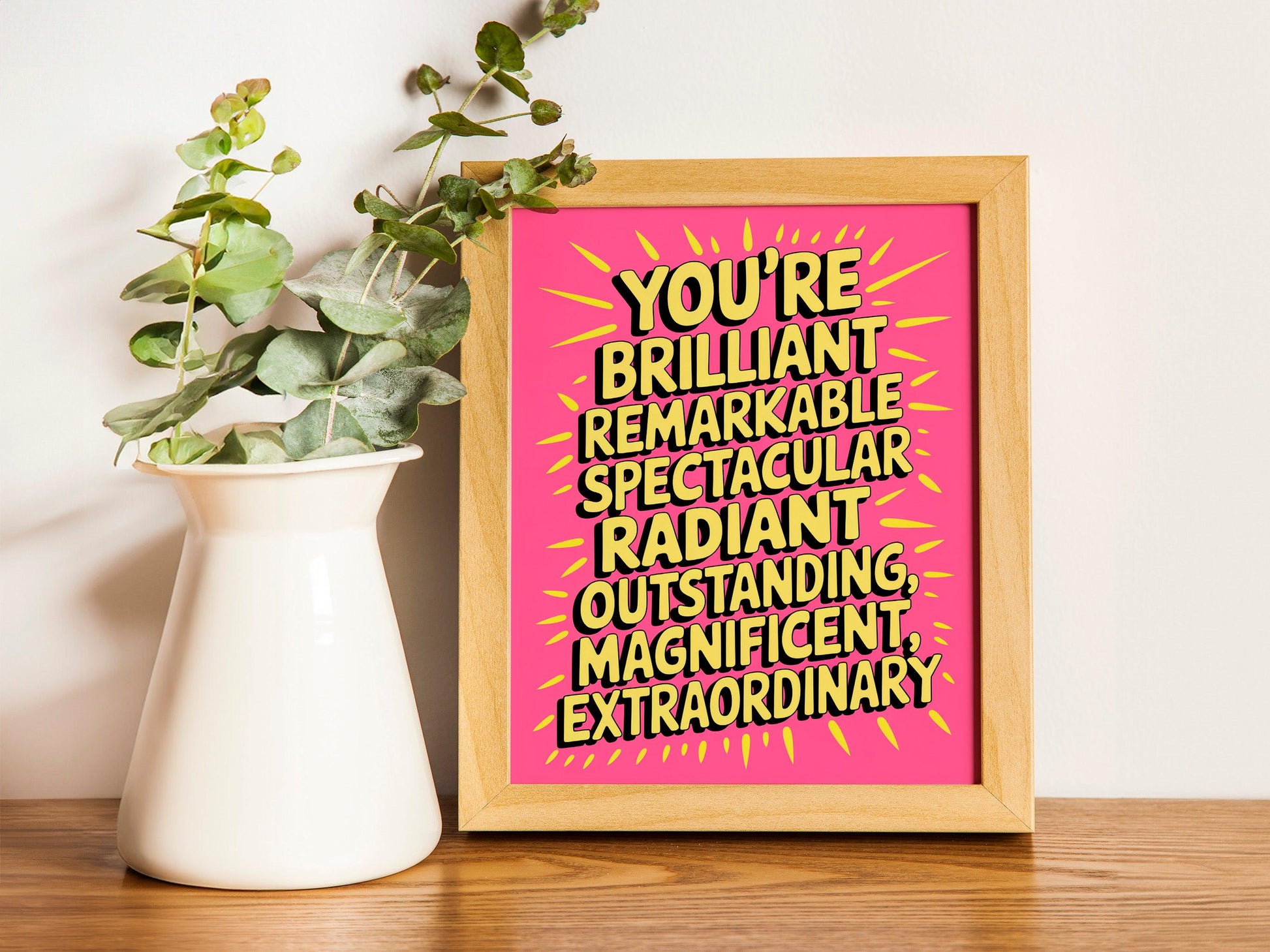 You Are Amazing Pink and Orange Poster, Funky 70s Retro Wall Art, Printable Digital Artwork, Girly Trendy Decor for Dorm Rooms, Instant