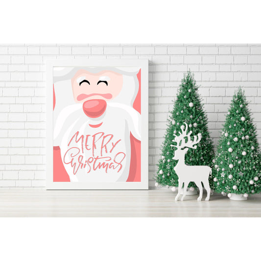 Jolly Santa Merry Christmas Canvas Art, Unique Wall Decor, Wall Art, Room Decor.