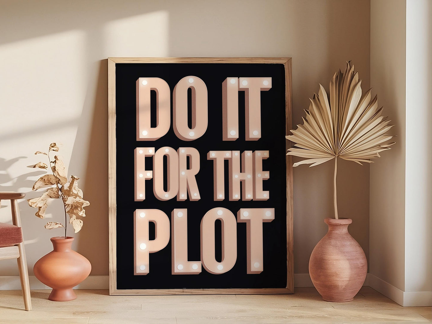 Do It for the Plot Print, Trendy Sage Green and Pink Aesthetic Wall Art, Preppy Decor for Bar Carts, Retro Style for Apartments and Homes