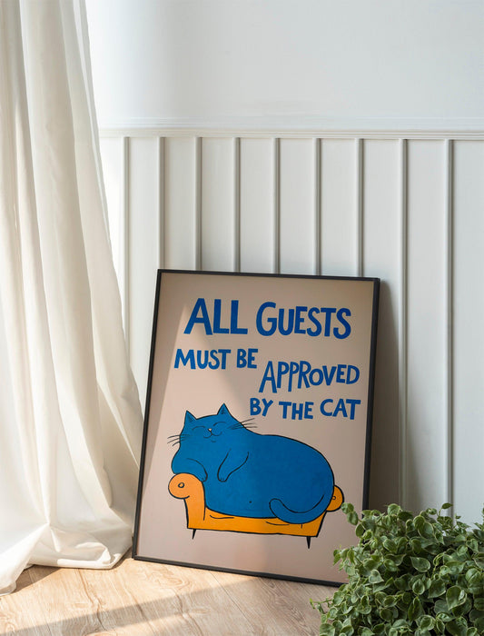 Funny Cat Illustration Poster, Quirky Digital Wall Art Perfect for Cat Lovers, A Cute Downloadabl e Gift for Any Occasion