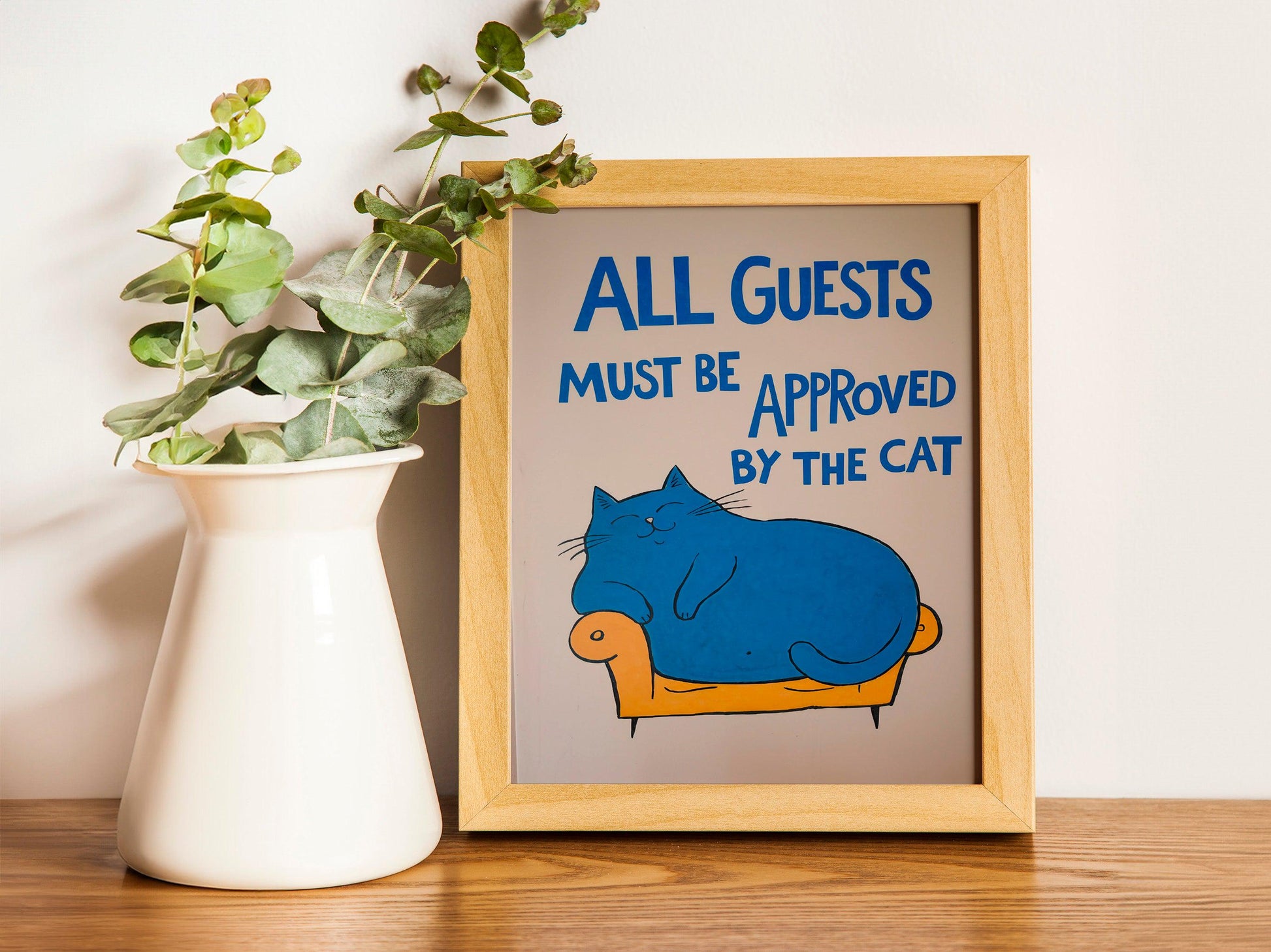 Funny Cat Illustration Poster, Quirky Digital Wall Art Perfect for Cat Lovers, A Cute Downloadabl e Gift for Any Occasion