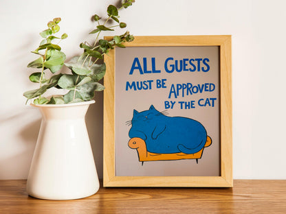 Funny Cat Illustration Poster, Quirky Digital Wall Art Perfect for Cat Lovers, A Cute Downloadabl e Gift for Any Occasion