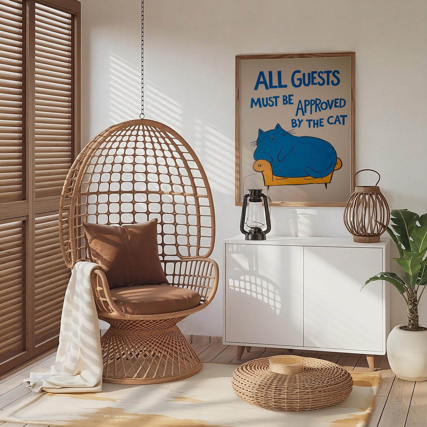 Funny Cat Illustration Poster, Quirky Digital Wall Art Perfect for Cat Lovers, A Cute Downloadabl e Gift for Any Occasion