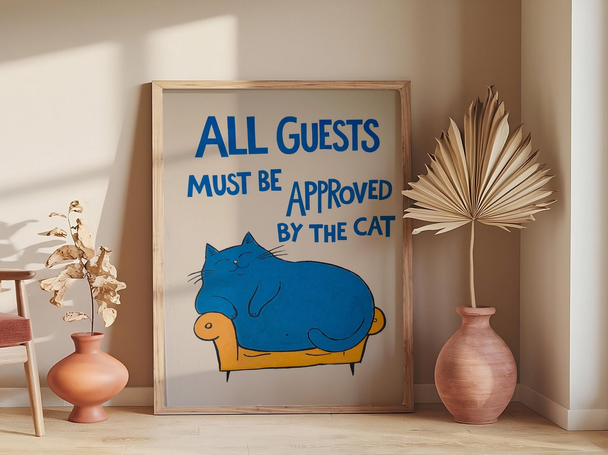 Funny Cat Illustration Poster, Quirky Digital Wall Art Perfect for Cat Lovers, A Cute Downloadabl e Gift for Any Occasion