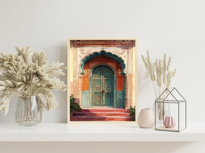 Indian Palace Door Set of 3 Prints, Royal Indian Wall Art, Vintage Palace Poster, Indian Travel Wall Art, Peacock Art, Exotic Vintage Home