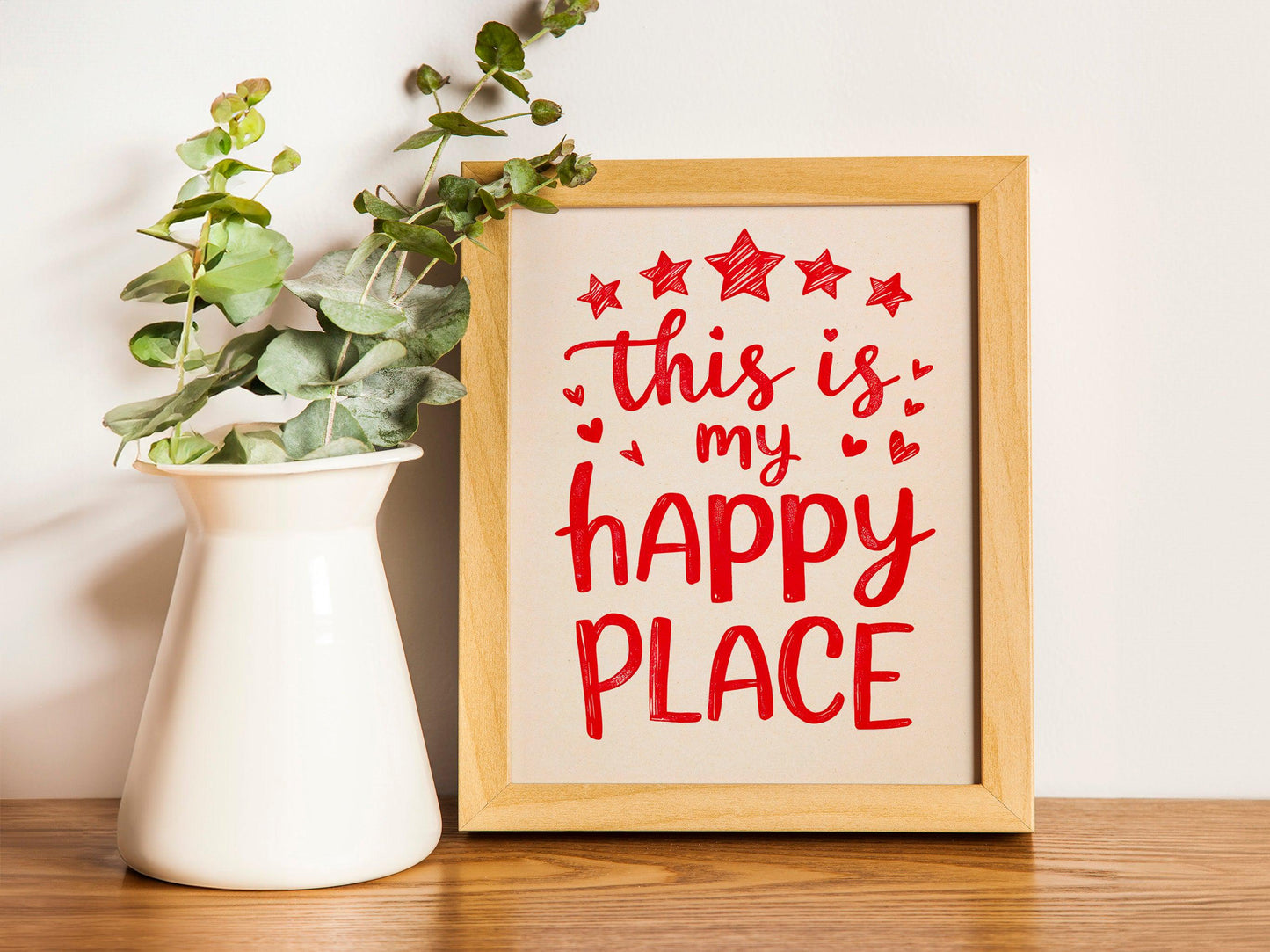 This Is My Happy Place" Poster, Red Aesthetic Room Decor, Trendy Maximalist Art, Cute Apartment Wall Decor for a Modern Room or Happy Space.
