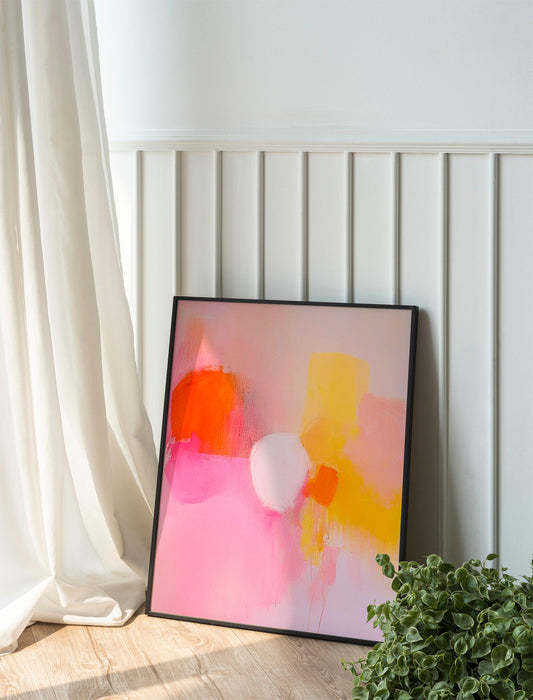 Abstract Colorful Painting Print, Pastel Pink Canvas Art, Coral Pink Large Wall Art, Extra Large Abstract Decor for Modern and Stylish Homes