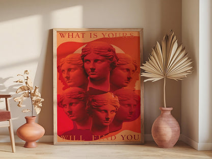 Affirmation Psychedelic Poster with 70s Hippie Vibes, Retro Trendy Red and EyeCatching Wall Art for Unique Home Decor