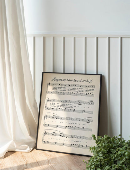 Angels, we have heard, Vintage Sheet Music Botanical Wall Art, Wall Artwork , Framed Pressed Flowers , Gallery Wall Deco
