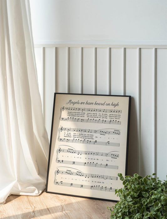 Angels, we have heard, Vintage Sheet Music Botanical Wall Art, Wall Artwork , Framed Pressed Flowers , Gallery Wall Deco