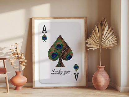Ace Of Spades Print, Retro Playing Card Wall Art, Inspiring Quote Poster, Beige Ace Card Wall Decor, Trendy Aesthetic Preppy Room Decor