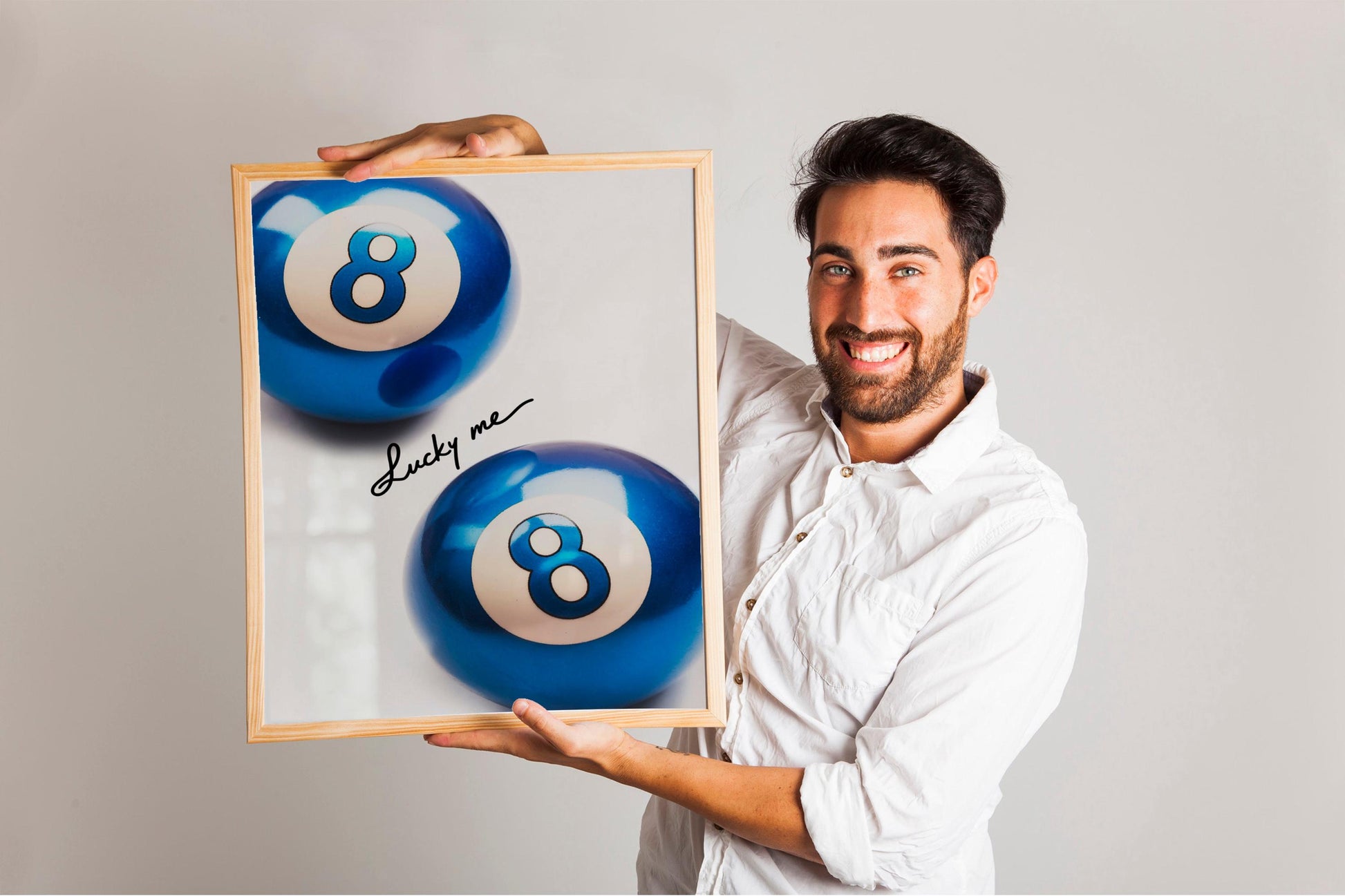 Retro 8 Ball Pool Blue Lucky Me Preppy Maximalist Wall Art Print