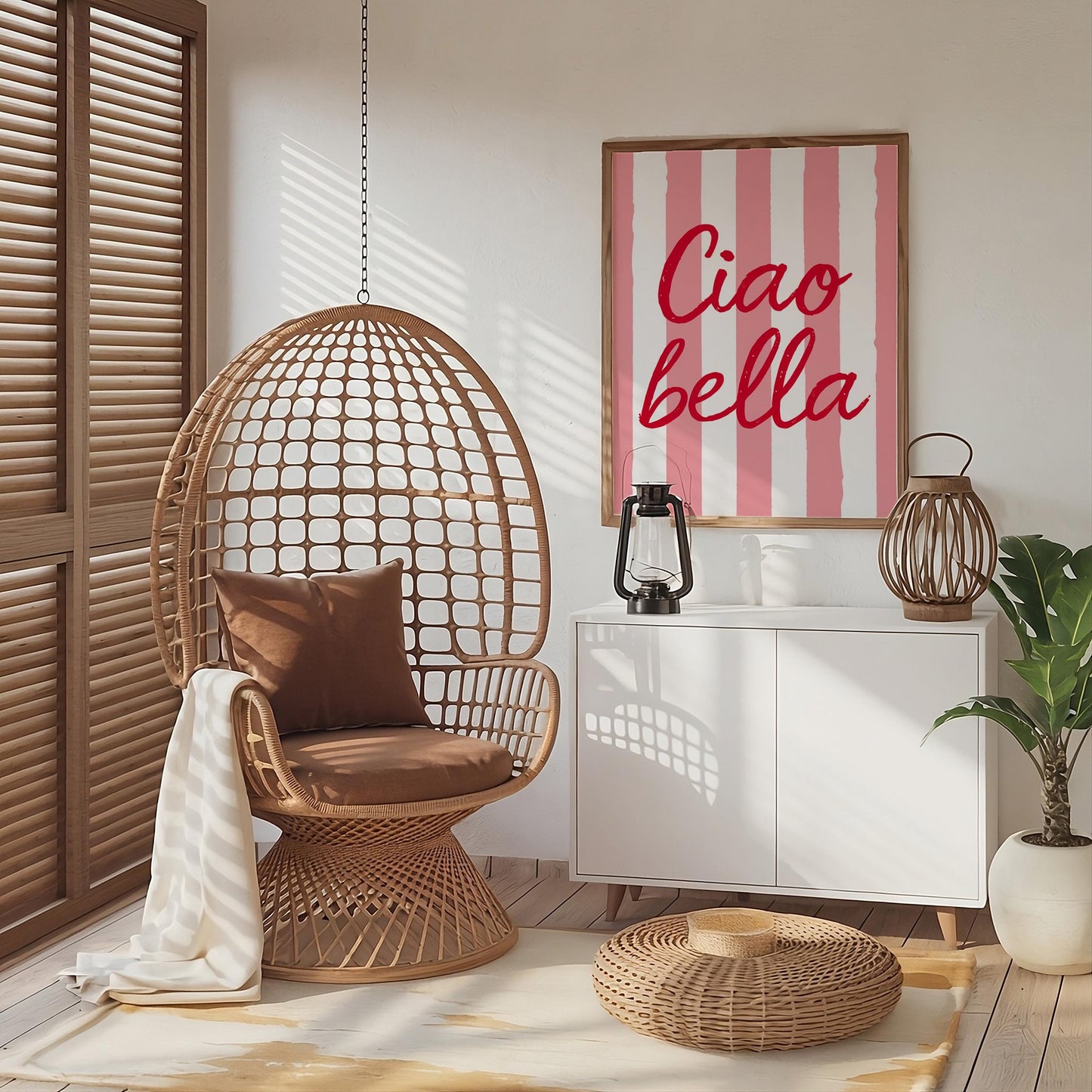 Ciao Bella Print, Trendy Italian Quote Typography Wall Art, Pink Retro Poster, Cute Digital Download, Perfect for Girly Room Decor and