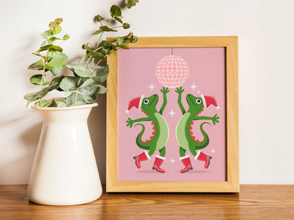 Howdy Partner Frog Art Print, Dancing Frog Aesthetic Wall Art, Pink and Western Style Gallery Decor, Perfect Cowgirl Themed Home Art Print