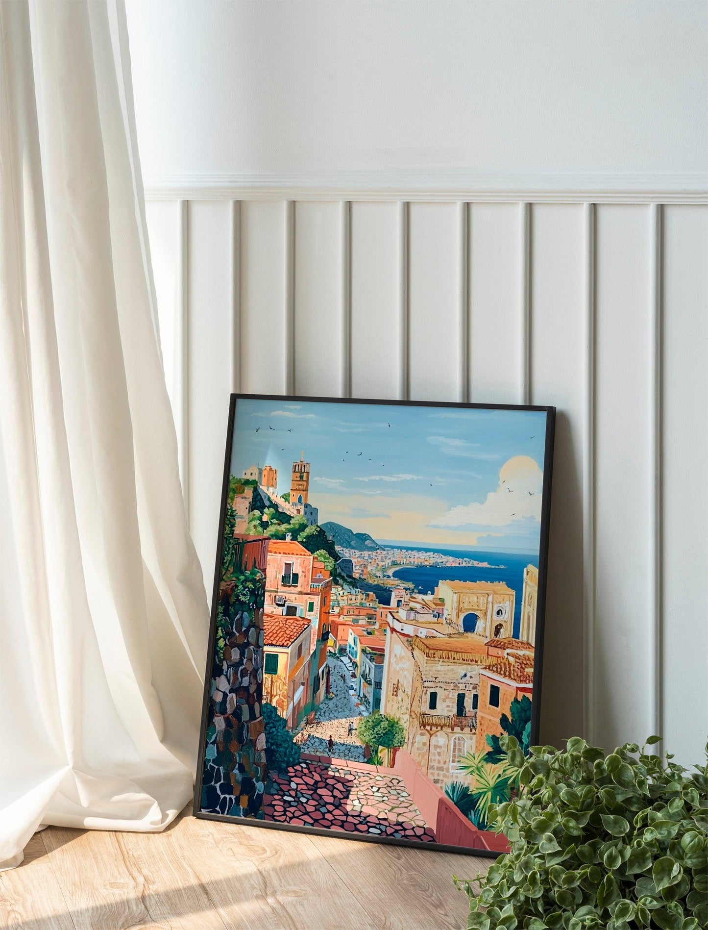 Naples, Italy Travel Print, Park Guell Poster, Housewarming Gift, Europe Art Print, Stylish Italy Wall Art, Naples Travel Print for Home