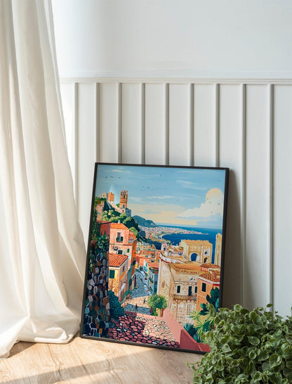 Naples, Italy Travel Print, Park Guell Poster, Housewarming Gift, Europe Art Print, Stylish Italy Wall Art, Naples Travel Print for Home