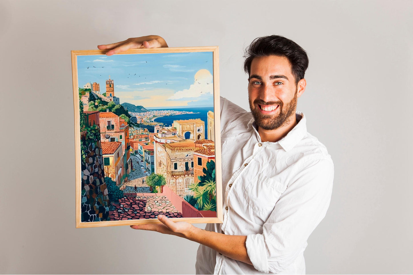 Naples, Italy Travel Print, Park Guell Poster, Housewarming Gift, Europe Art Print, Stylish Italy Wall Art, Naples Travel Print for Home