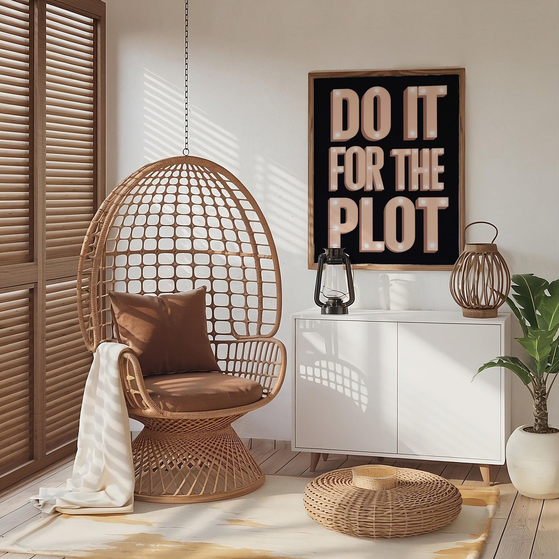 Do It for the Plot Print, Trendy Sage Green and Pink Aesthetic Wall Art, Preppy Decor for Bar Carts, Retro Style for Apartments and Homes