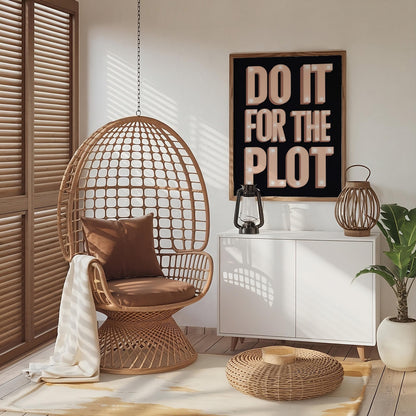 Do It for the Plot Print, Trendy Sage Green and Pink Aesthetic Wall Art, Preppy Decor for Bar Carts, Retro Style for Apartments and Homes