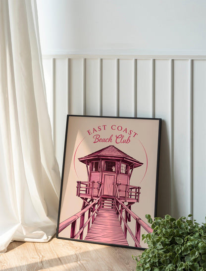 East Coast Beach Club Print, Trendy Blue Wall Art, Coastal Granddaughte r Decor, Beach House Printable Wall Art, Perfect for Seaside Homes