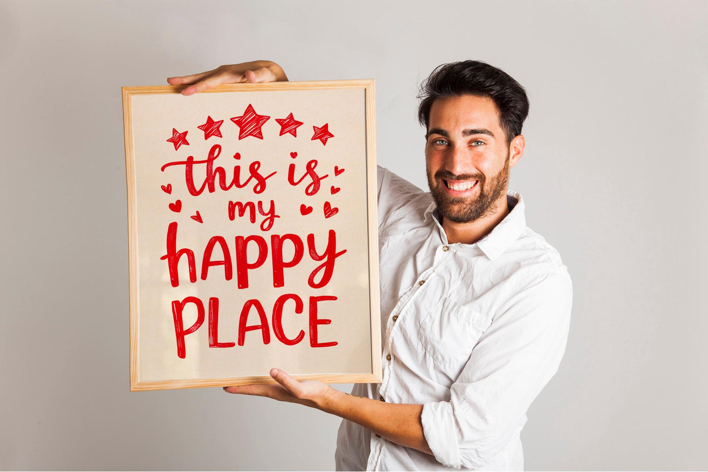 This Is My Happy Place" Poster, Red Aesthetic Room Decor, Trendy Maximalist Art, Cute Apartment Wall Decor for a Modern Room or Happy Space.