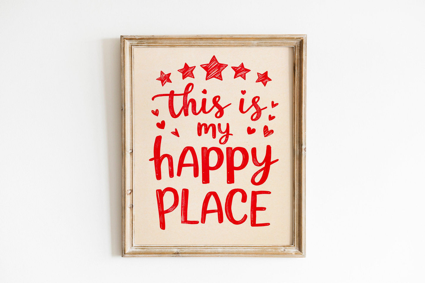 This Is My Happy Place" Poster, Red Aesthetic Room Decor, Trendy Maximalist Art, Cute Apartment Wall Decor for a Modern Room or Happy Space.