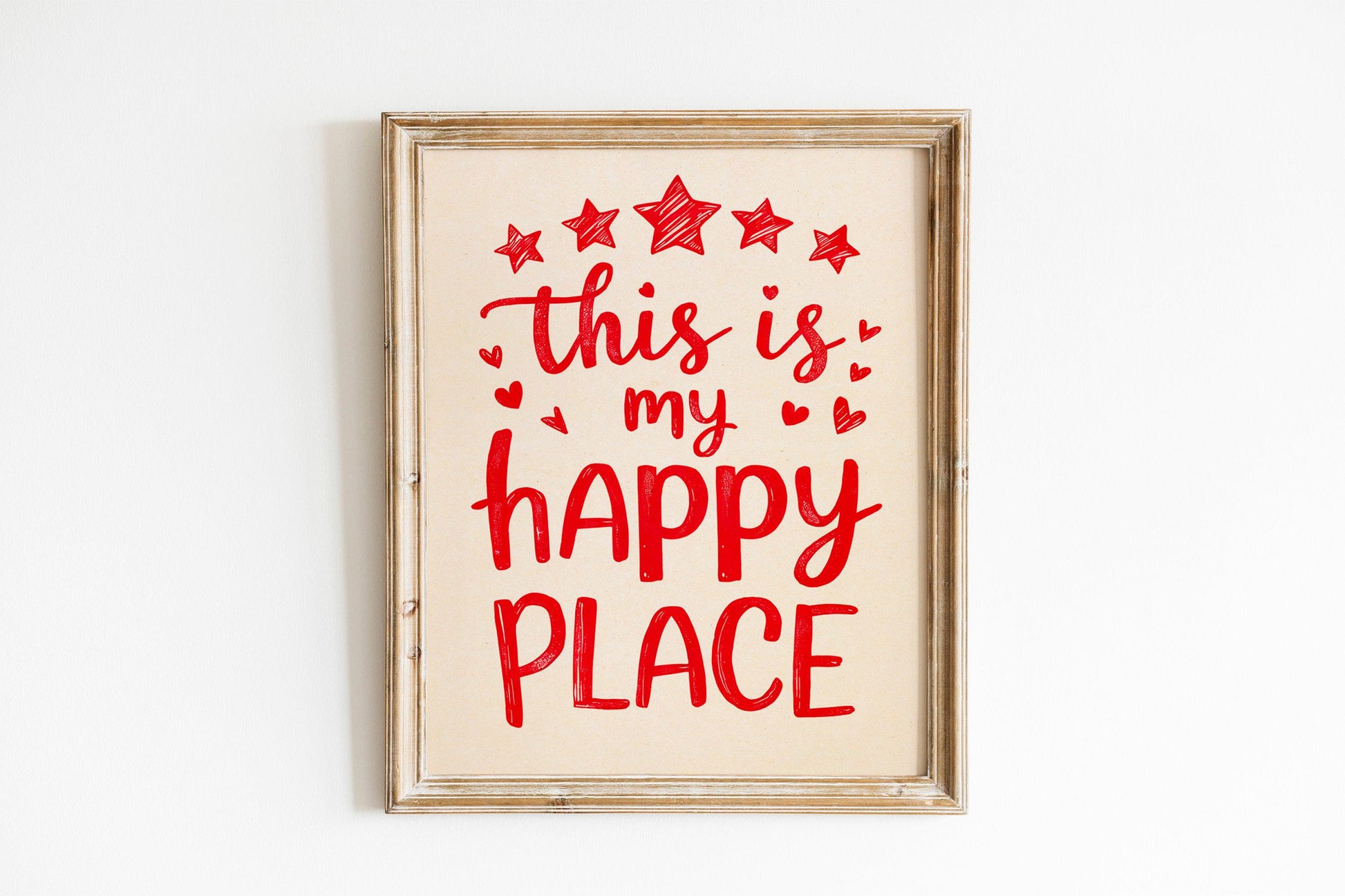 This Is My Happy Place" Poster, Red Aesthetic Room Decor, Trendy Maximalist Art, Cute Apartment Wall Decor for a Modern Room or Happy Space.