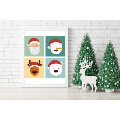 Festive Friends Christmas Characters Canvas, Wall Art, Room Decor. Unique Wall Decor