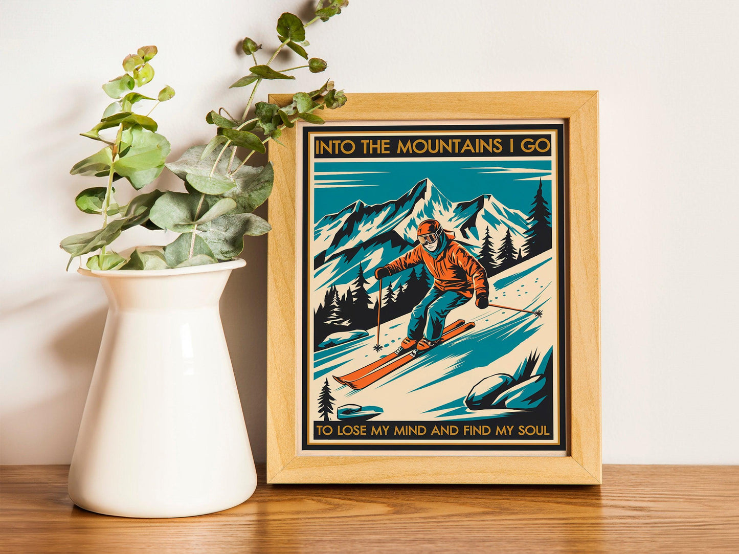 Into the Mountains Poster, Traveler Nature Art, Inspirational Wall Print for Mountain Enthusiasts
