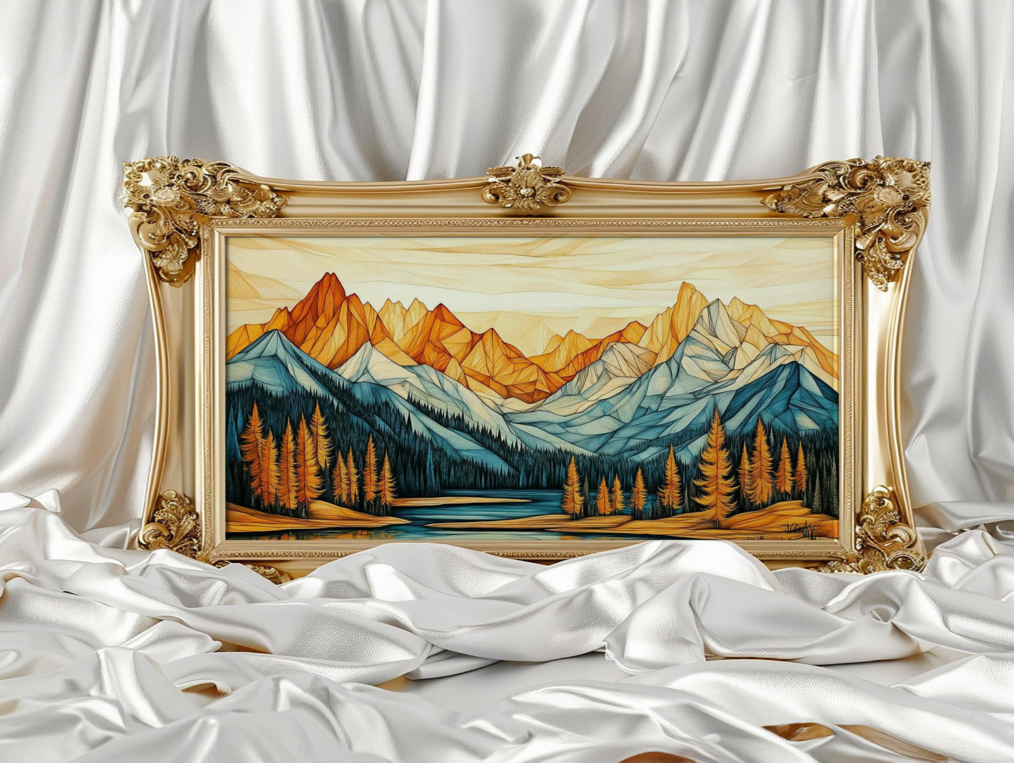 Abstract Mountain Wall Art, Wooden Texture Canvas Print, Large Wall Decor for Living Room, Modern Mountain Artwork, Wood Wall Art Design