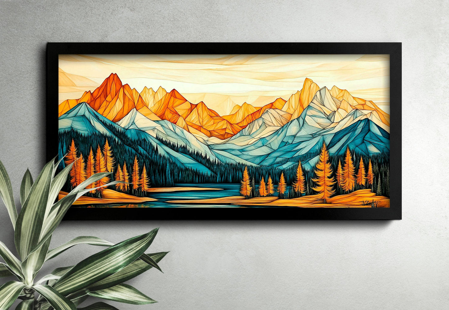 Abstract Mountain Wall Art, Wooden Texture Canvas Print, Large Wall Decor for Living Room, Modern Mountain Artwork, Wood Wall Art Design