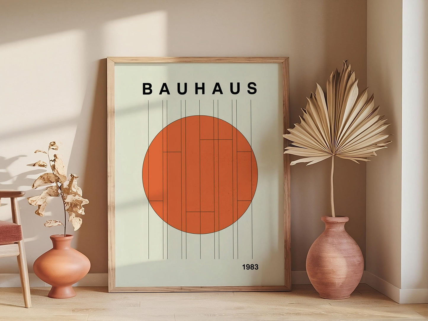 Bauhaus Large Exhibition Poster, Geometric Wall Art, Mid Century Modern, Trendy Bauhaus Decor, Orange Retro Wall Art