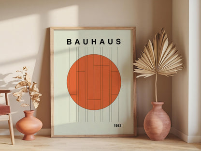 Bauhaus Large Exhibition Poster, Geometric Wall Art, Mid Century Modern, Trendy Bauhaus Decor, Orange Retro Wall Art