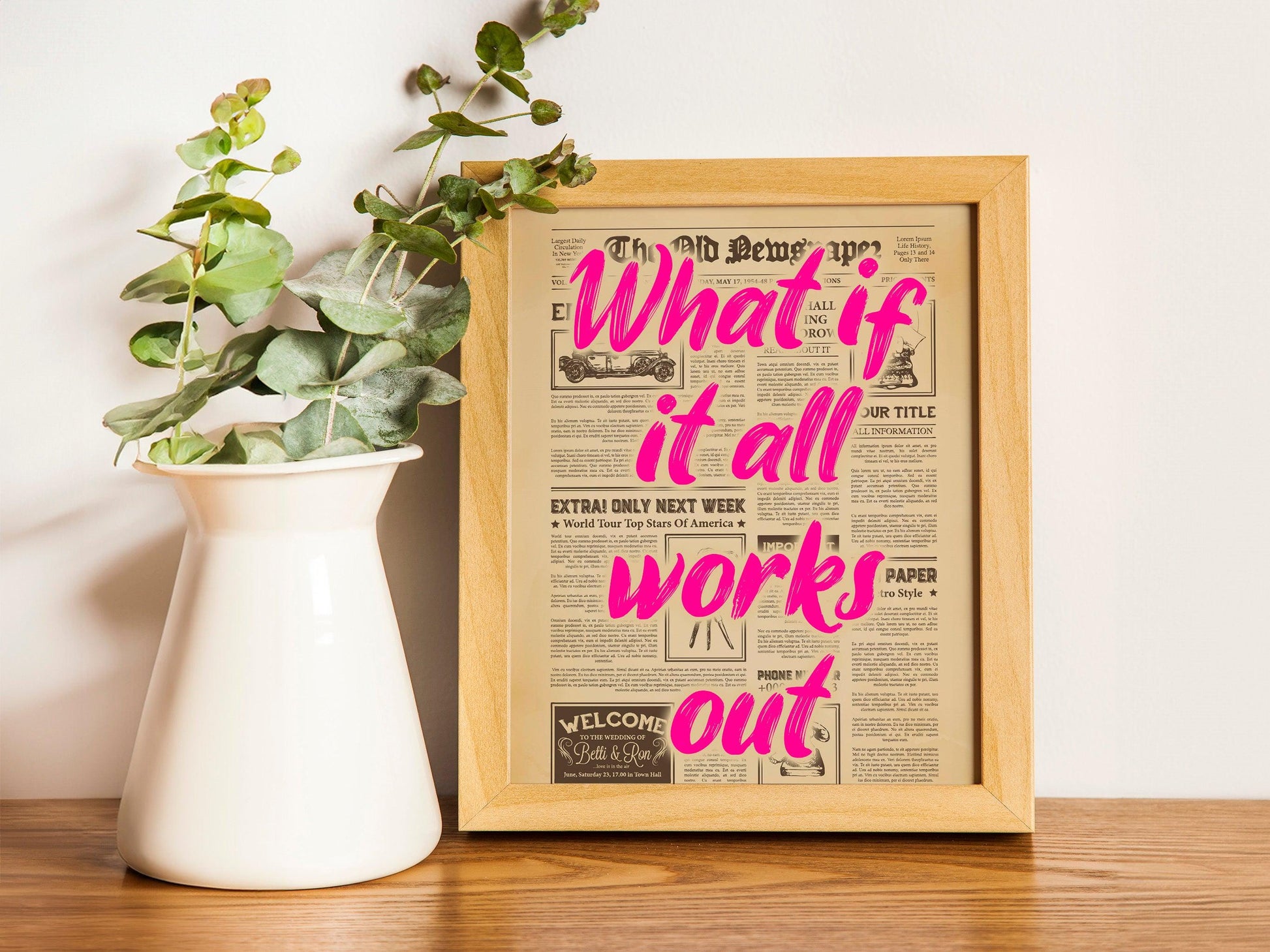 Retro Typography Print, What If It All Works Out Poster, Aesthetic Apartment Wall Art, Digital Trendy Decor.