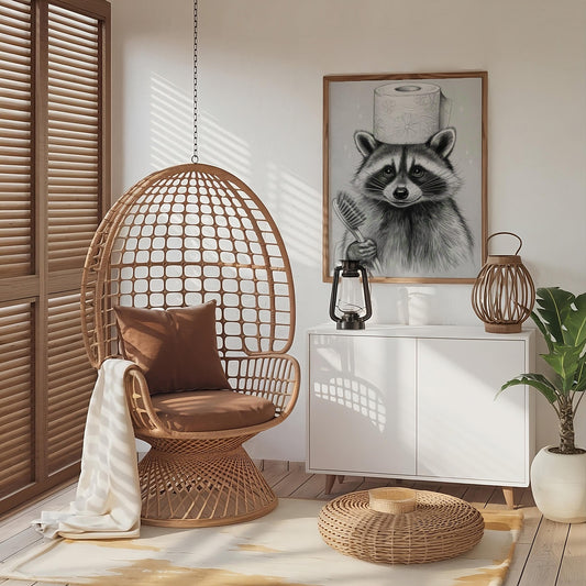 Funny Raccoon Bathroom Prints – Sketch painting Wall Art, bathroom art, bathroom wall decor